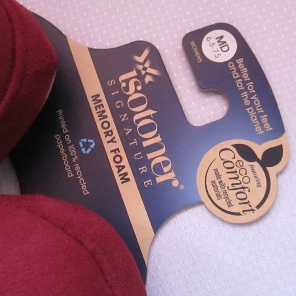 💕 WOMENS ISOTONER CHILI PEPPER CLOSED BACK SLIPPERS SIZE M 💕 - Picture 4 of 12